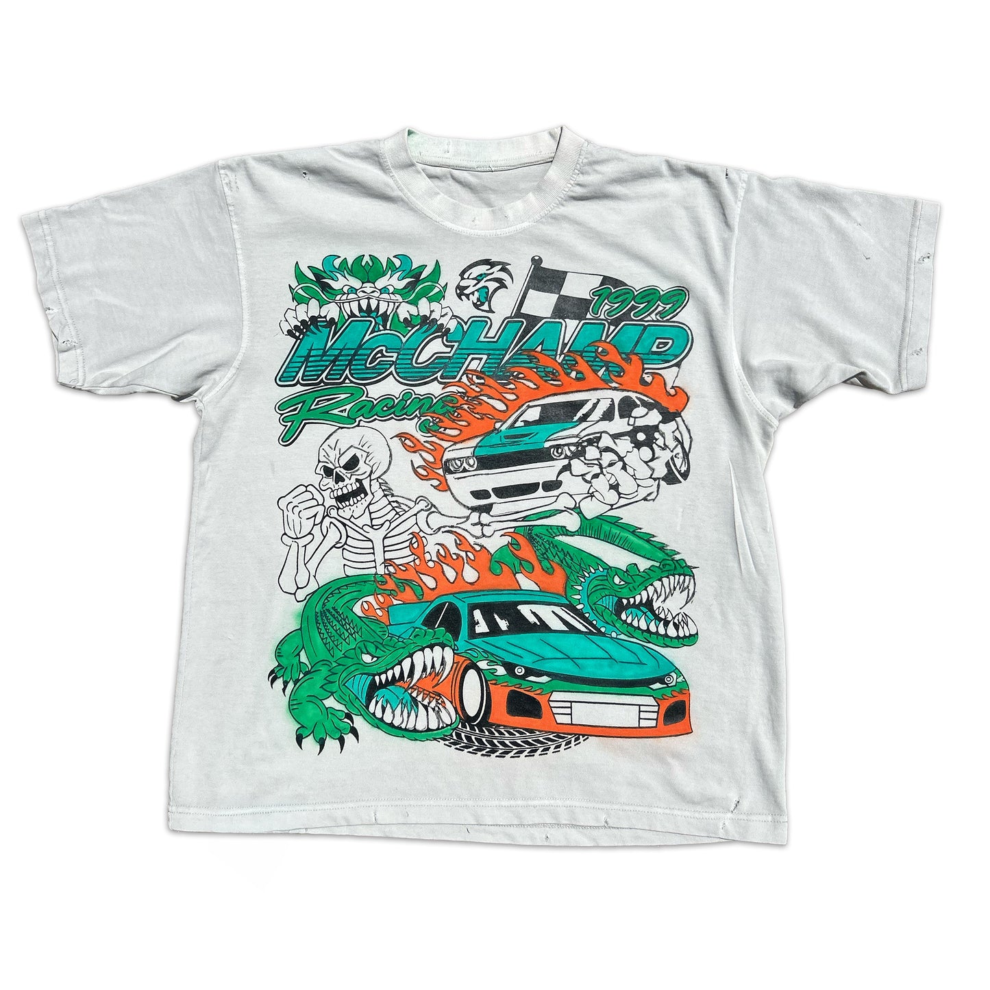 "Skelly's Colorway" *Lightly Distressed* Airbrush Heavyweight Tee (XL)
