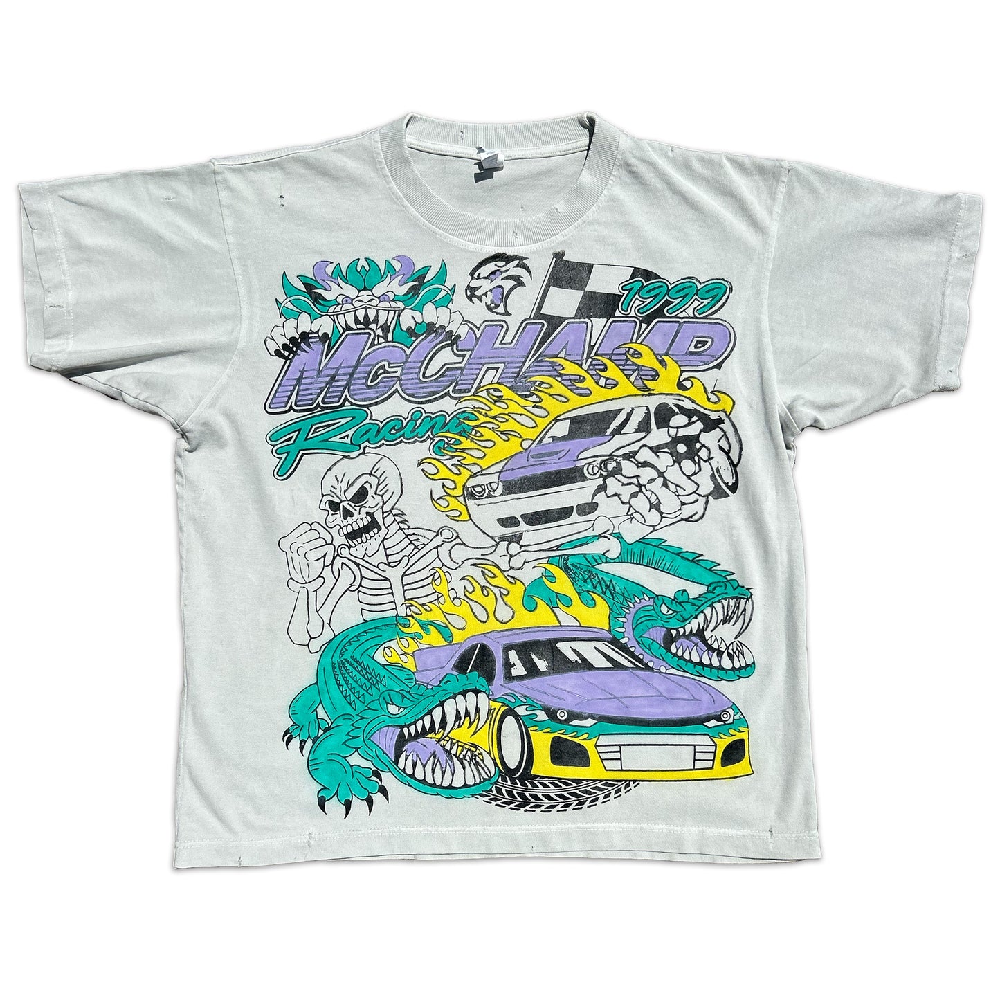 "80's Feel" *Lightly Distressed* Airbrush Heavyweight Tee (Large)