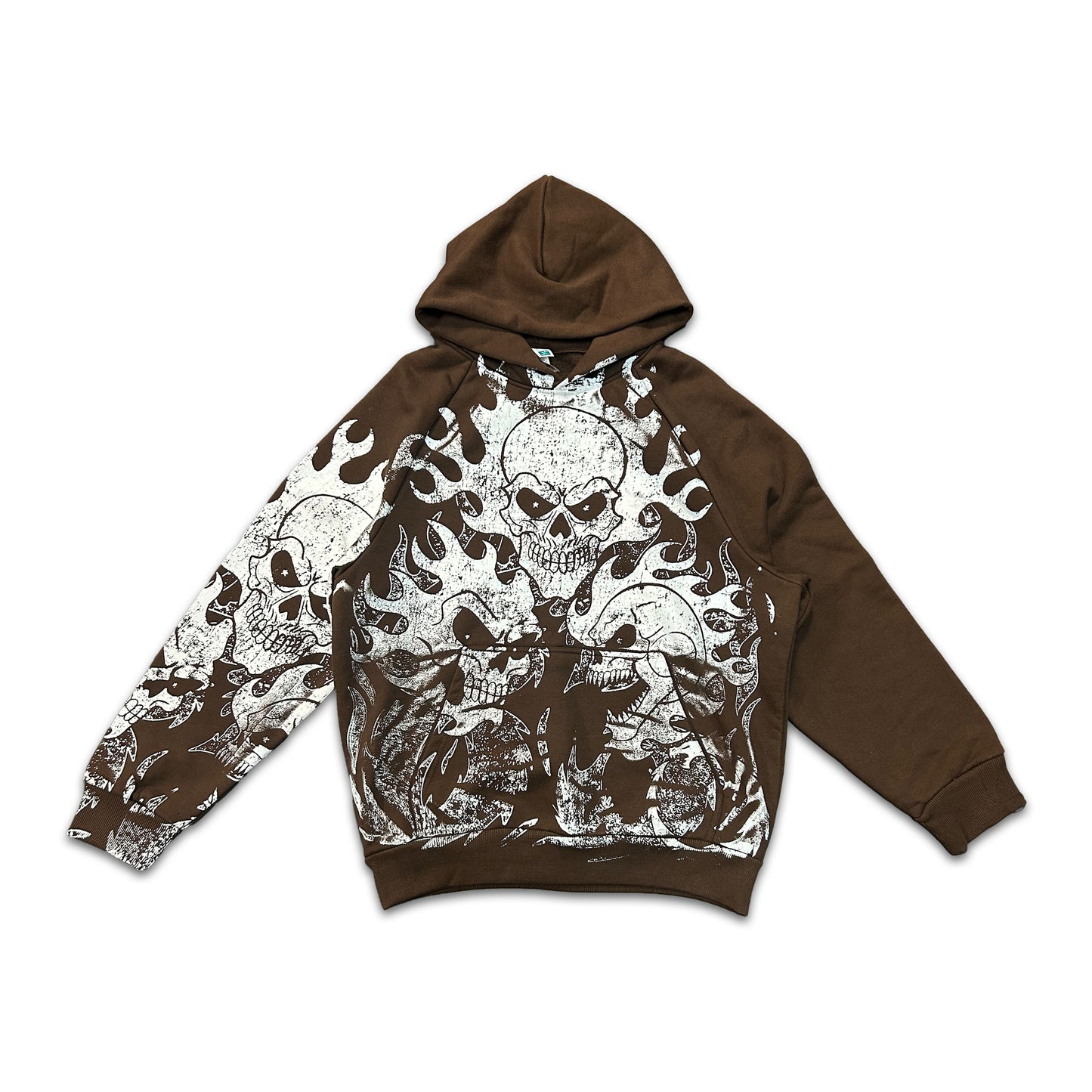 XTRA HEAVYWEIGHT BROWN SKULL HOODIE! (SIZE: LARGE)