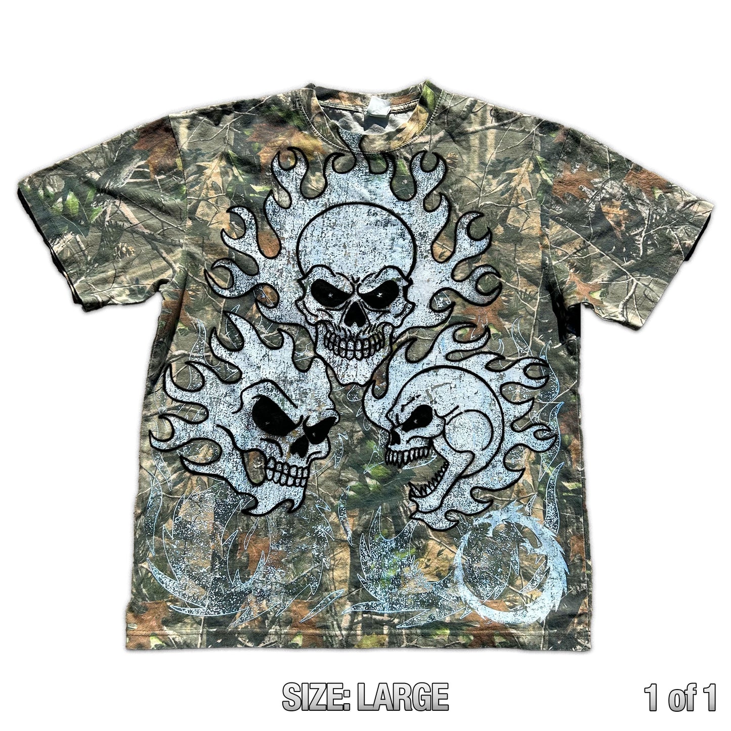 1 of 1 Airbrushed Heavy Weight Tee !COOL CAMO! (LARGE)