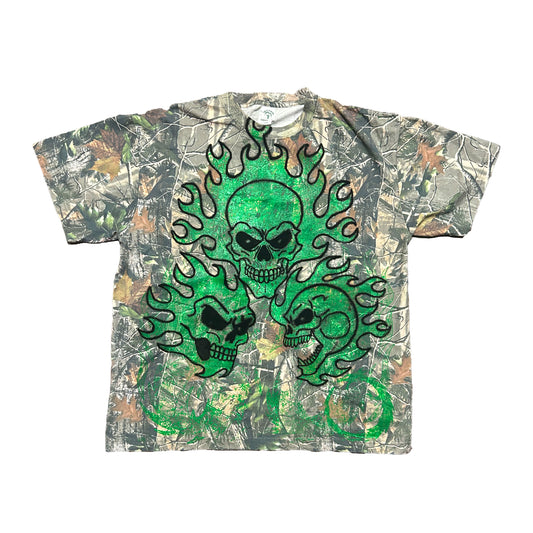 CAMO FLAME SKULL TEE