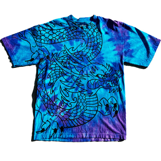 (M) BLUE & PURPLE DRAGON TIE-DYE TEE