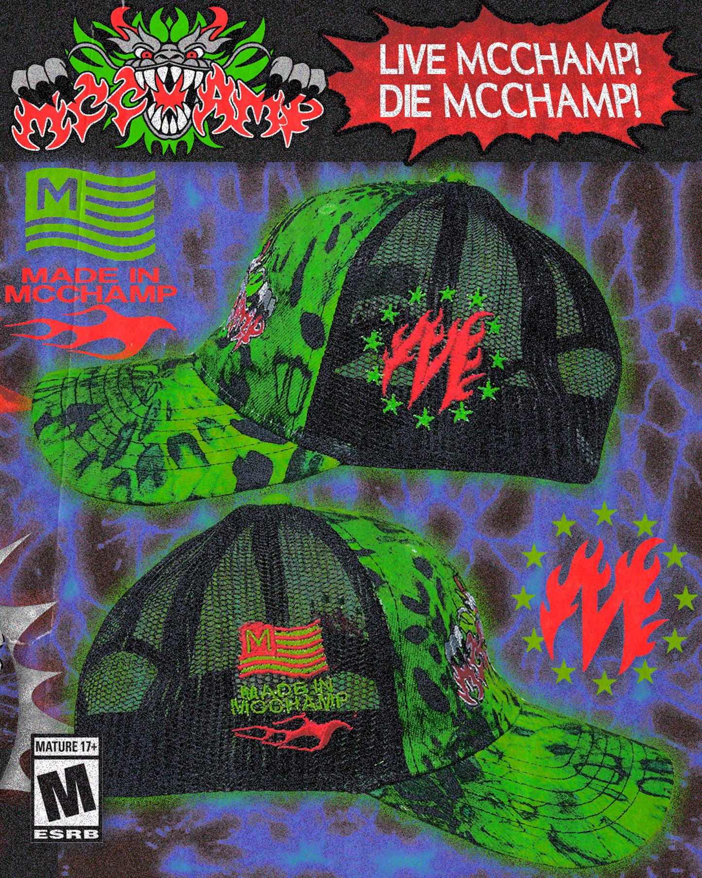 LIME CAMO DRAGON MCCHAMP HAT