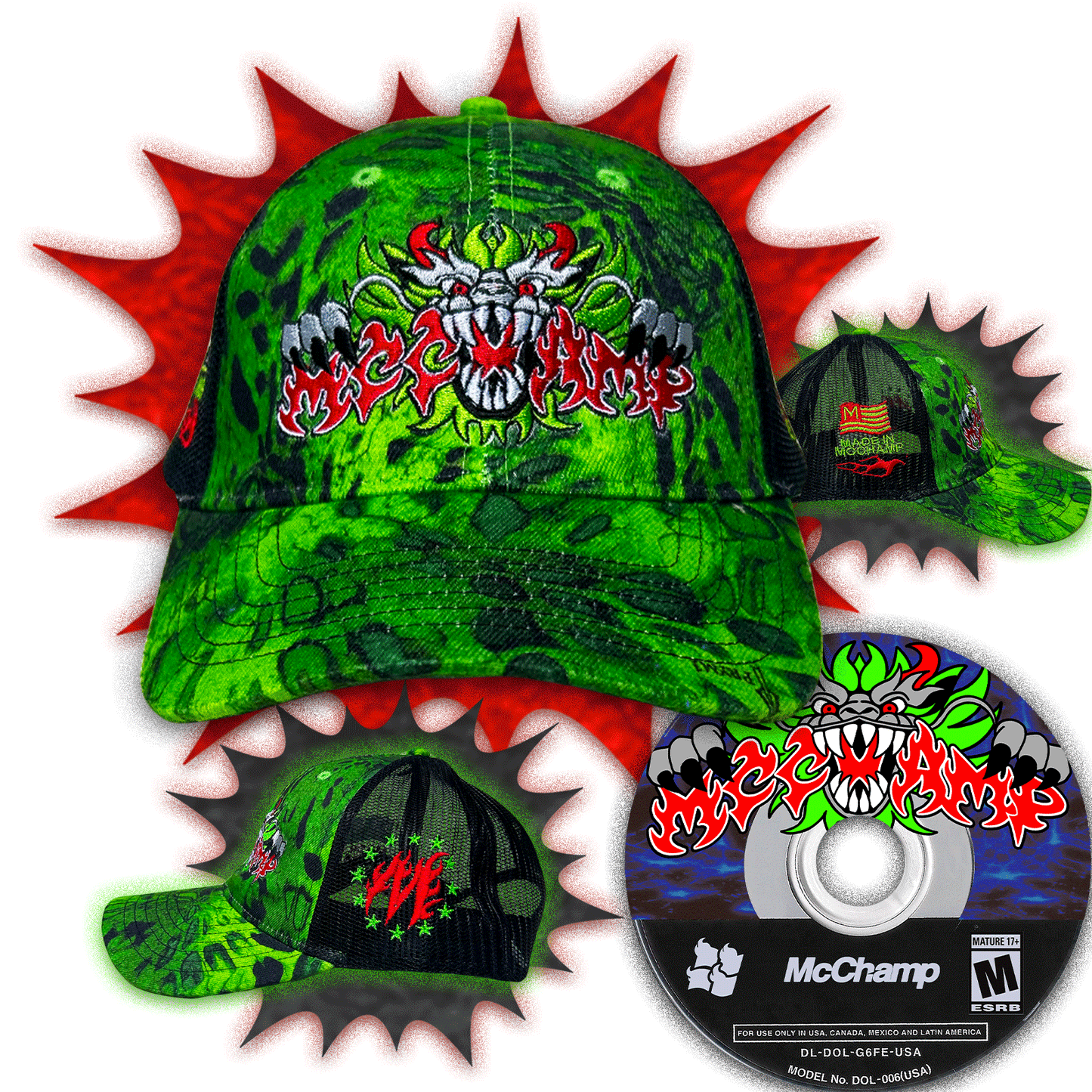 LIME CAMO DRAGON MCCHAMP HAT