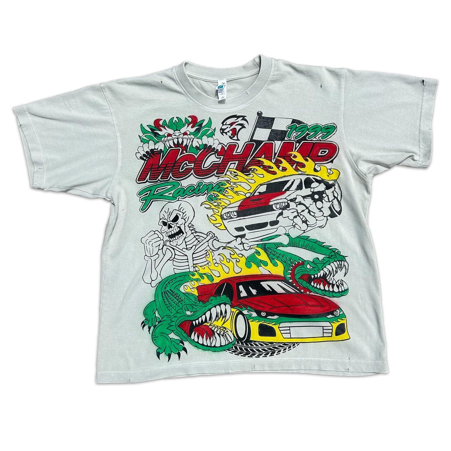 "Classic Racing" *Lightly Distressed* Airbrush Heavyweight Tee (Large)