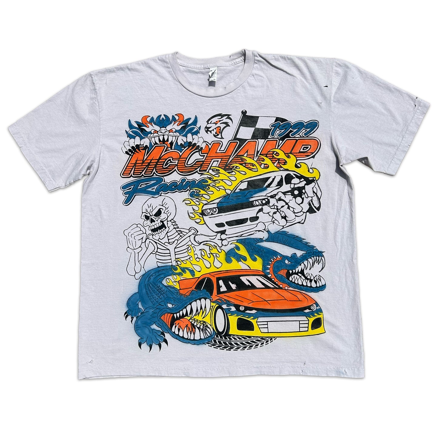 "Thunder/Knicks" *Lightly Distressed* Airbrush Heavyweight Tee (XL)