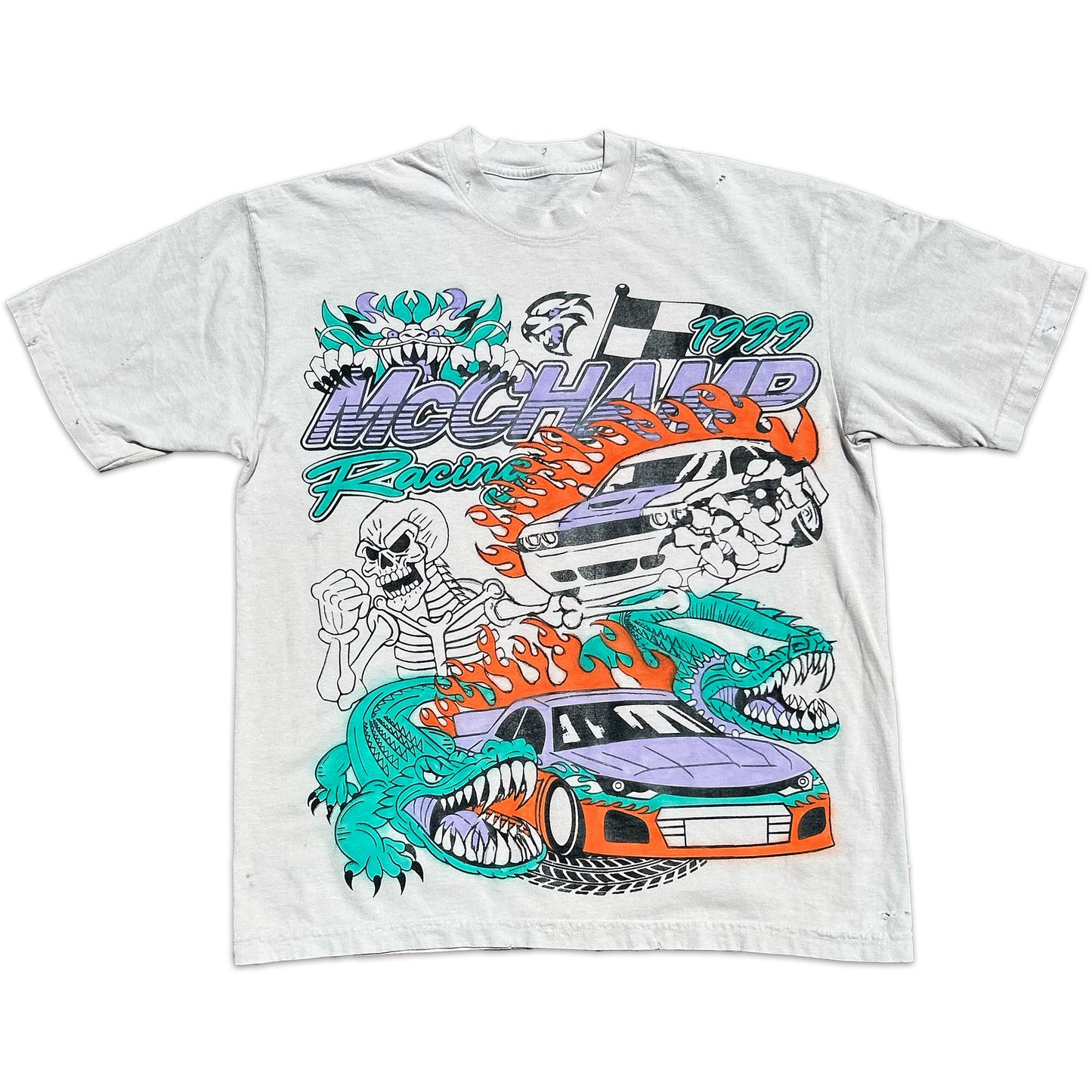 "Miami Vibes" *Lightly Distressed* Airbrush Heavyweight Tee (XL)