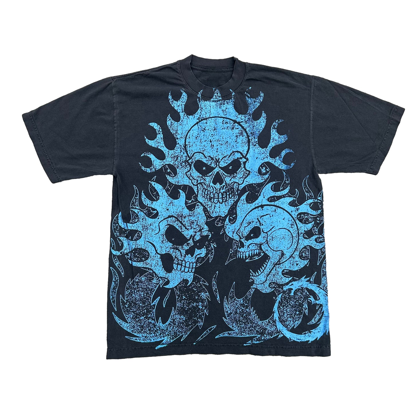 BLUE FLAME SKULL TEE