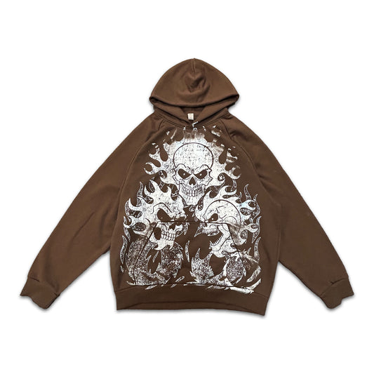 XTRA HEAVYWEIGHT BROWN SKULL HOODIE! (SIZE: 2XL)