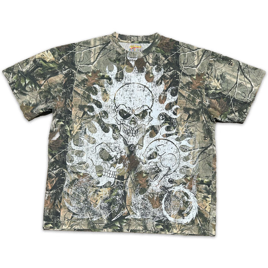 "Tri-Skull" HeavyWeight Camo Oversized Print tee (2XL)
